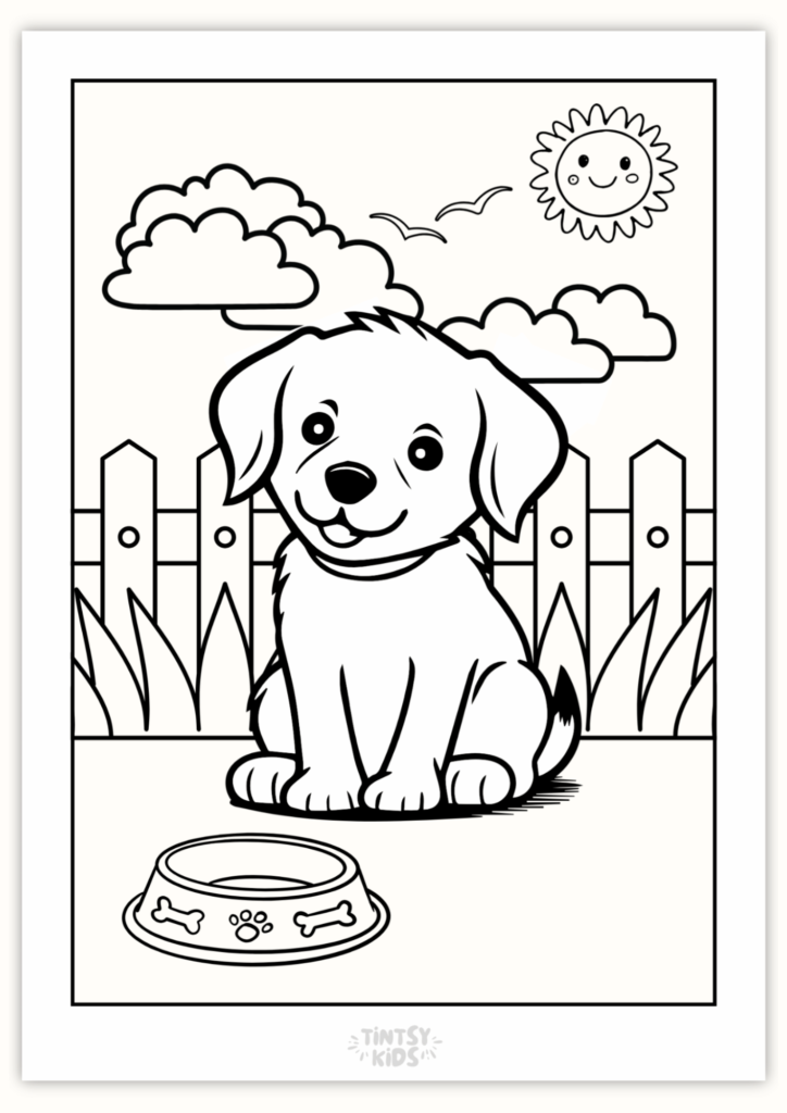 Free cute puppy coloring page
