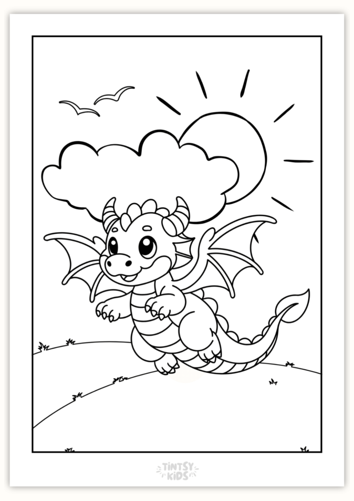 free dragon coloring page