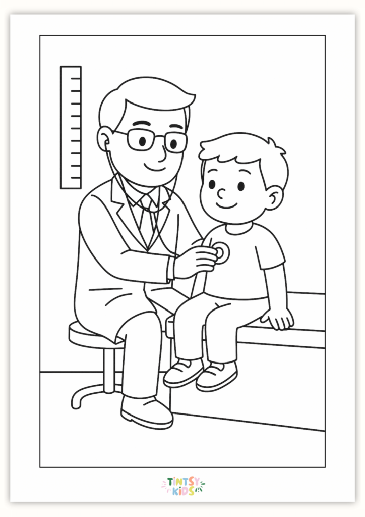 Free Friendly Doctor Coloring Page