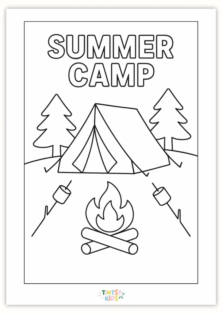 Free Summer Camp Coloring Page Printable