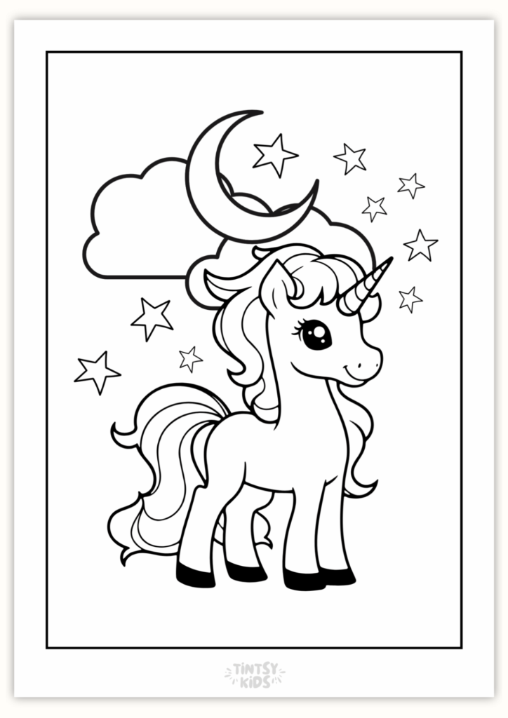 Free Cute Unicorn Coloring Page