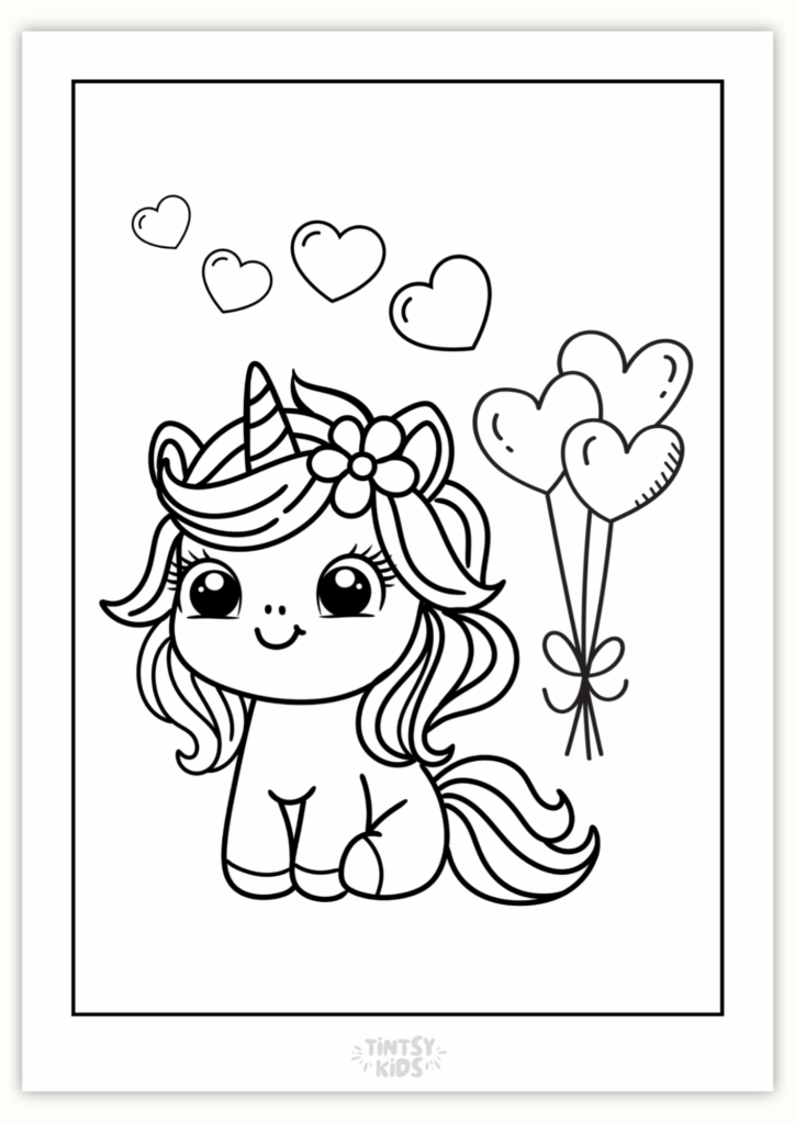 Free Baby Unicorn Coloring Page