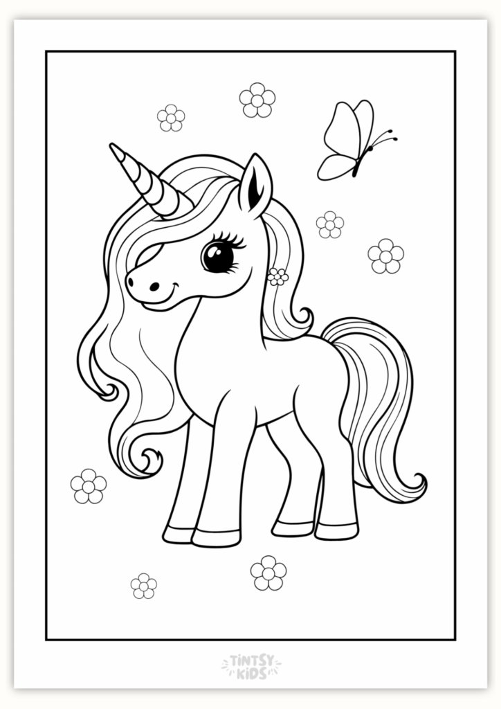 Free Unicorn Coloring Page for kids