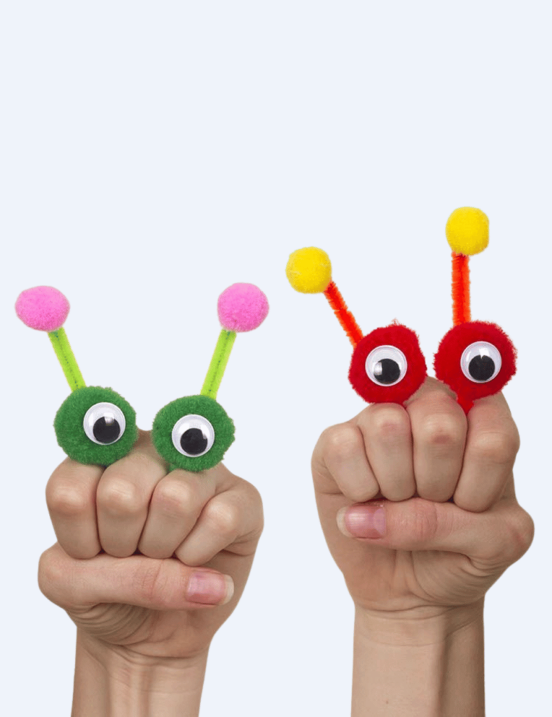 pom pom alien finger puppets