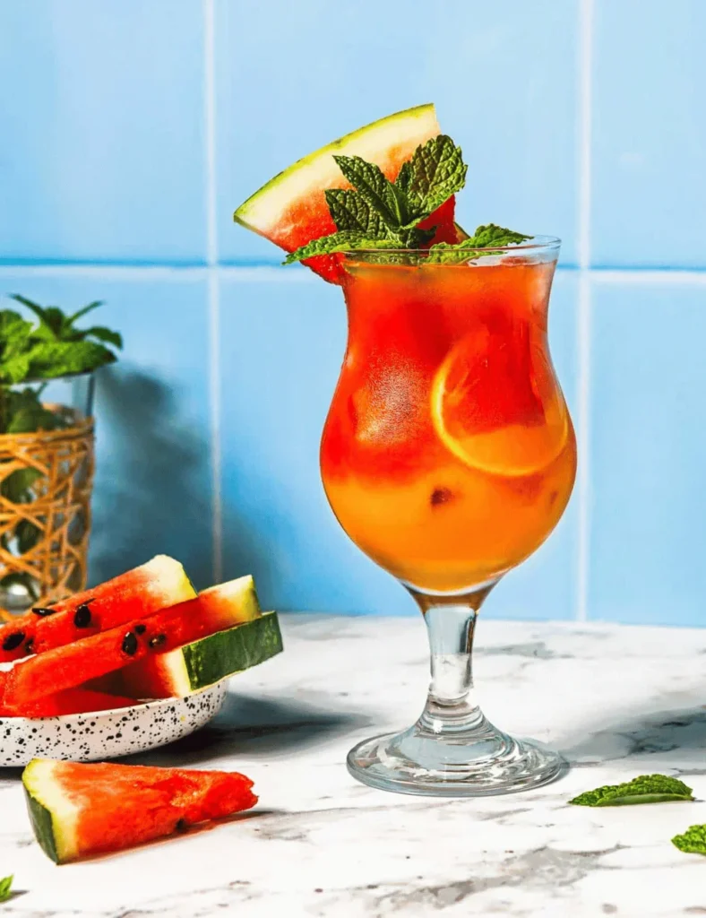 watermelon peach mocktail. Baby shower mocktail recipe