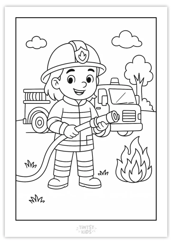 Free Firefighter Coloring Page