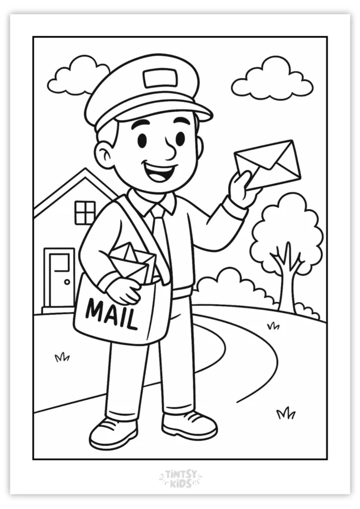 Free Postman Coloring Page