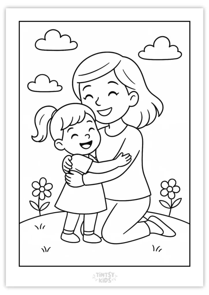 Free Mother & Coloring Page