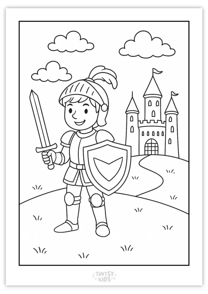 Free Brave Knight Coloring Page