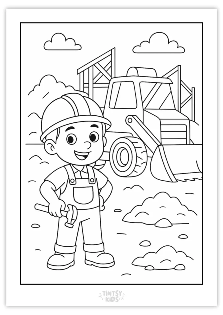 Free Construction Coloring Page