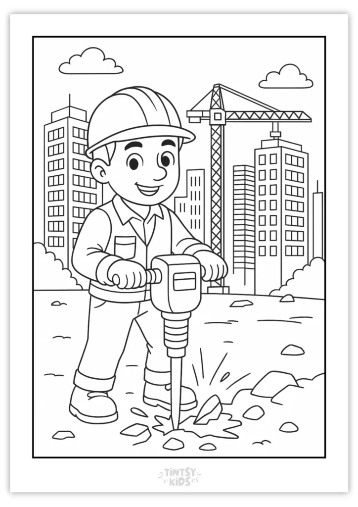 Free Construction worker coloring page