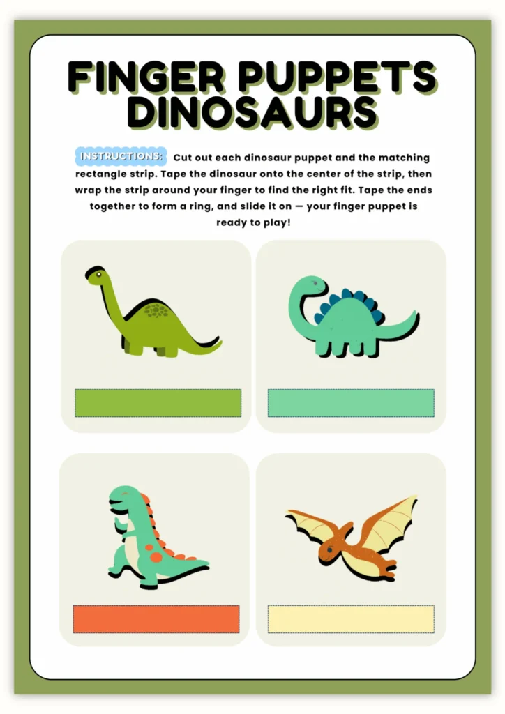 Free Dinosaur Puppets Printable
