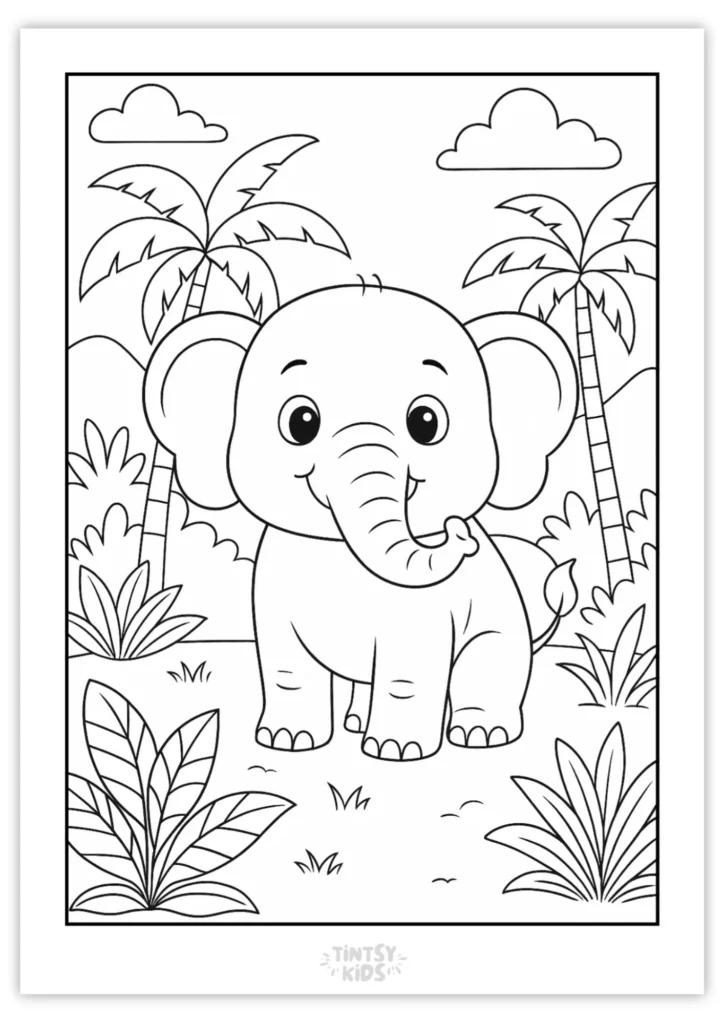 Free Elephant Coloring Page