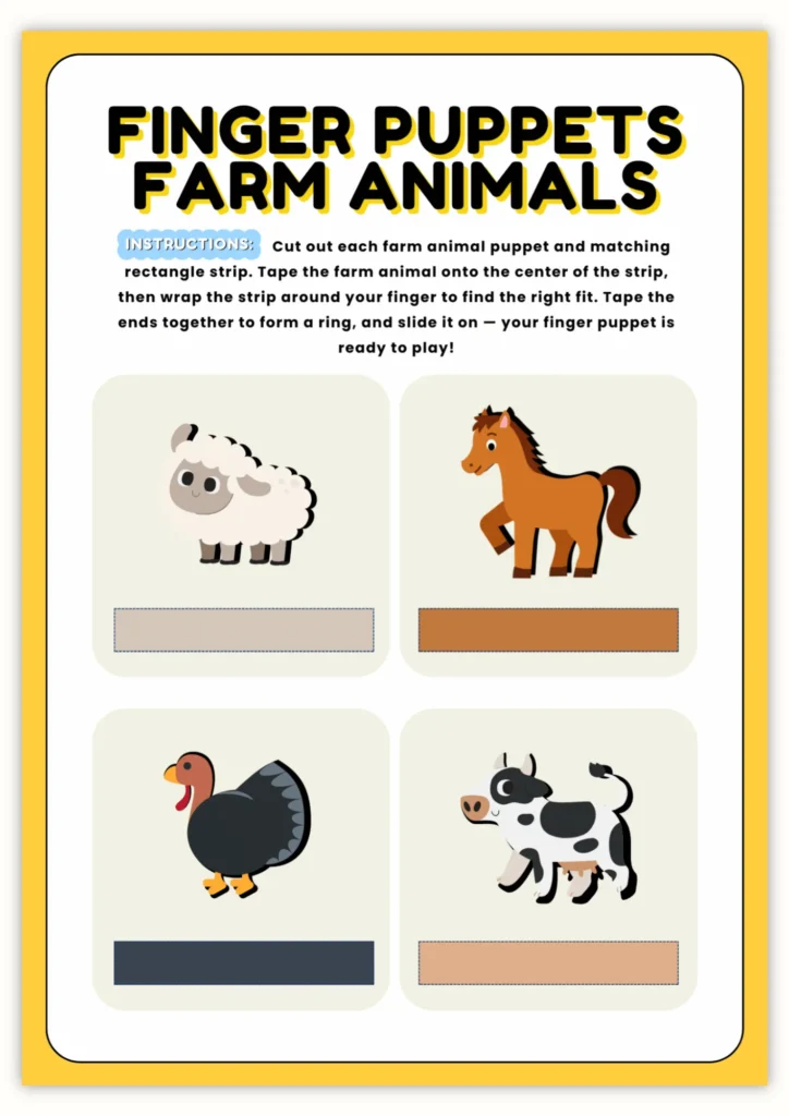 Free Farm Animals Puppets Printable