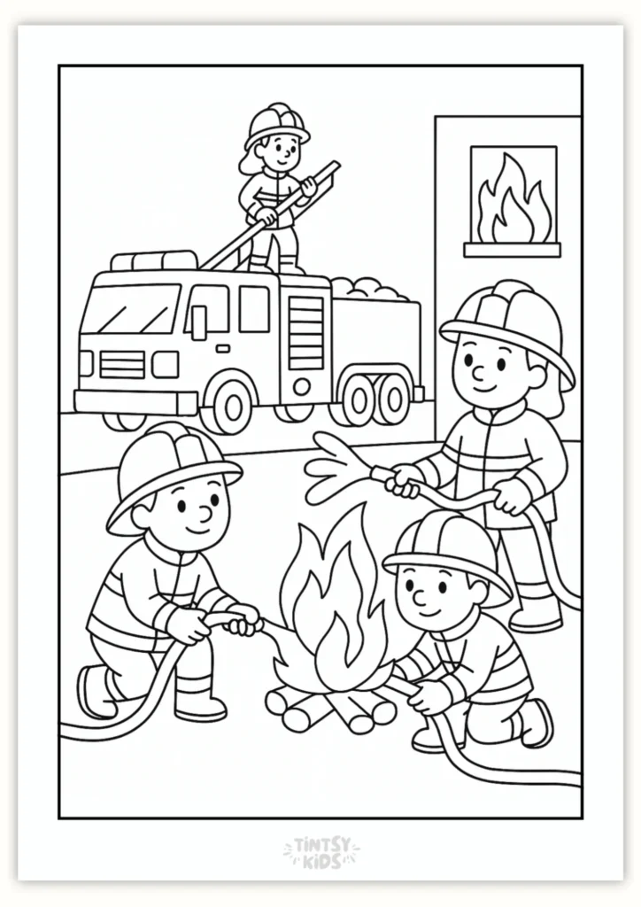 Free Firefighters Coloring Page