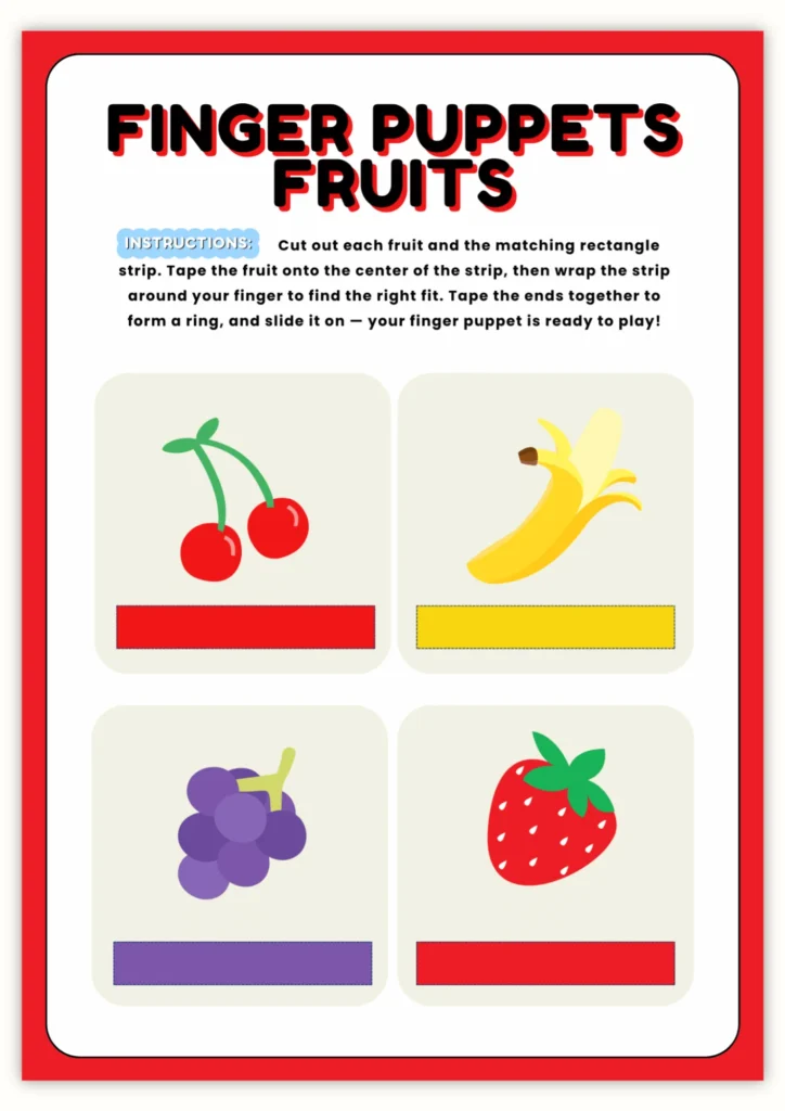 Free Fruits Puppets Printable