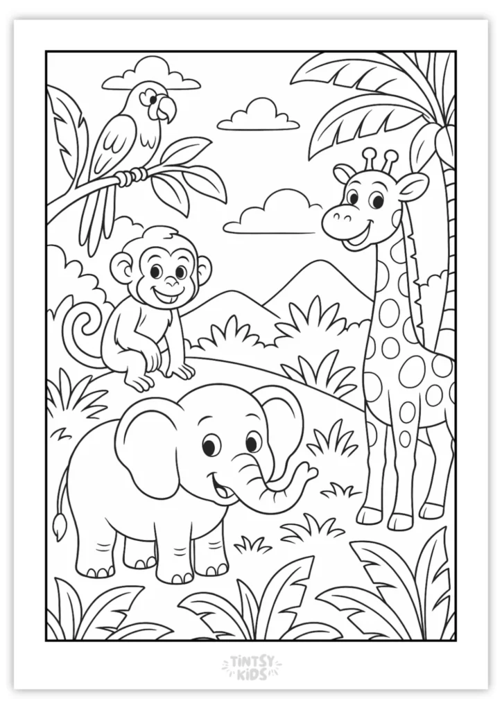 Free Jungle Safari Coloring Page