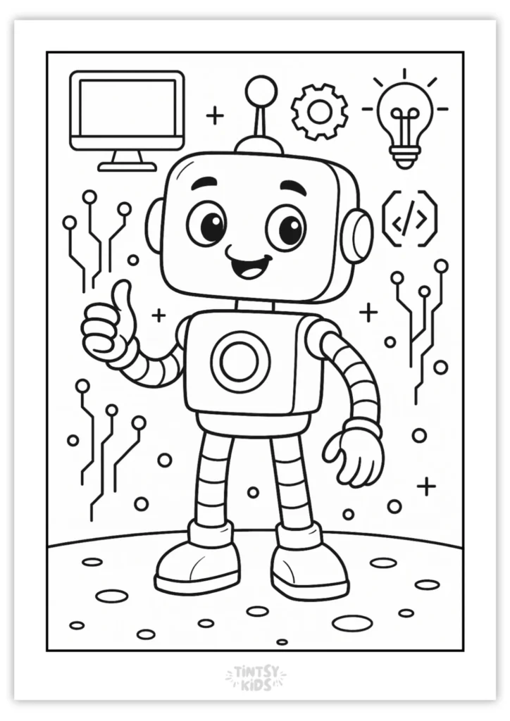 Free Robot Coloring Page