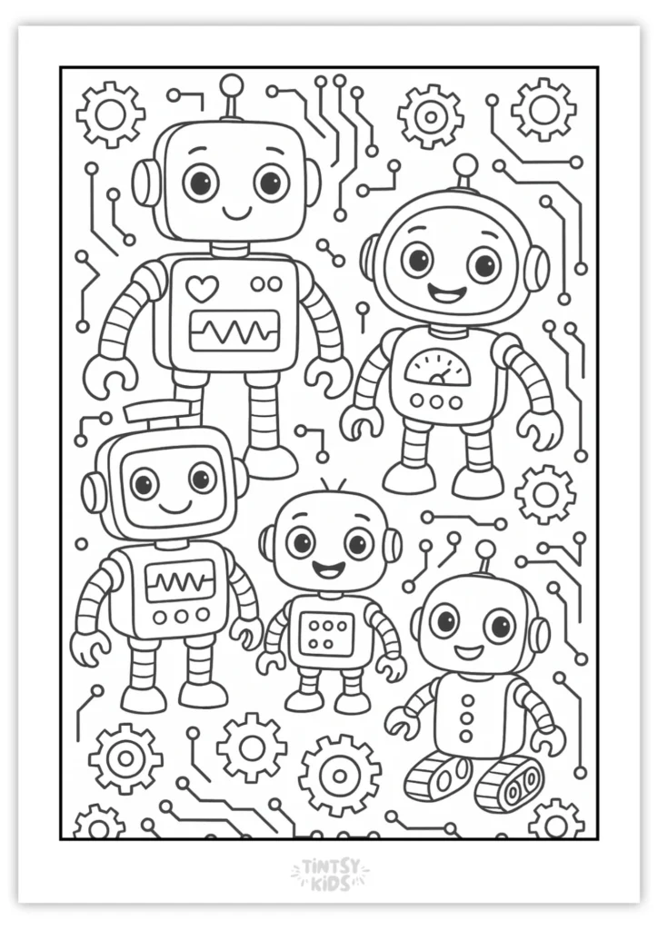 Free Robots Coloring Page