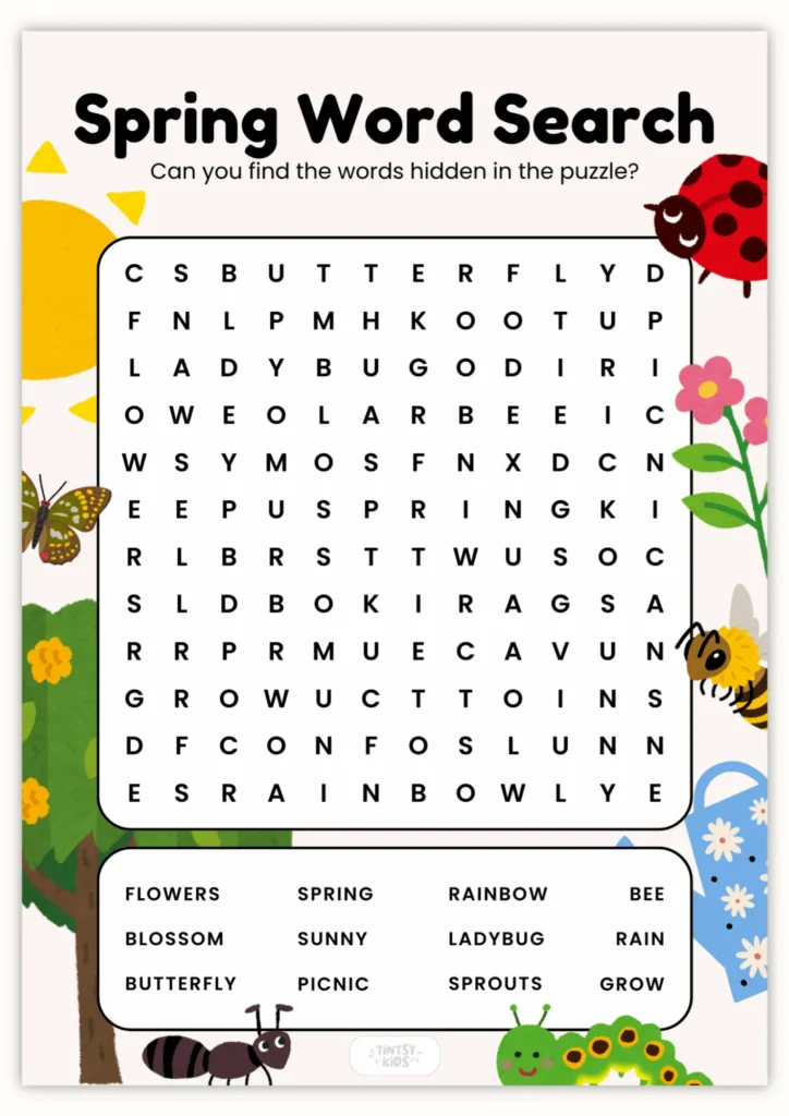 Free Spring Word Search Printable