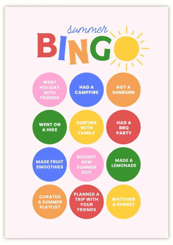 Free Summer Bingo Printable
