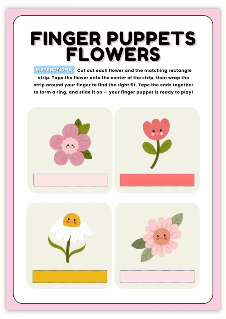 Free flowers Puppets Printable