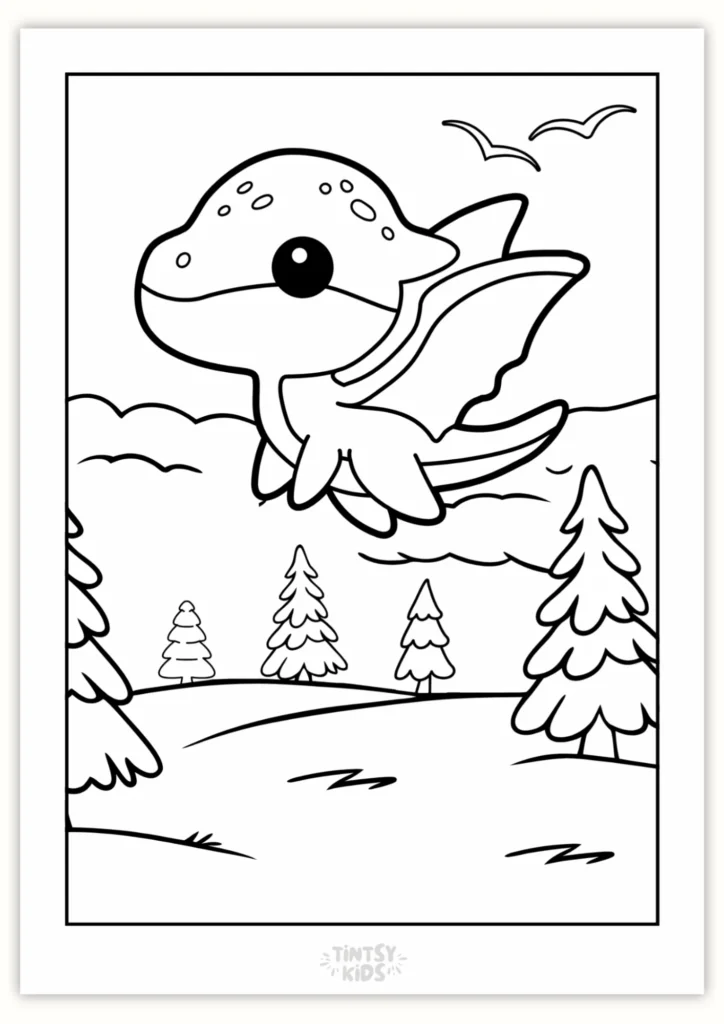 Free Flying Dinosaur Coloring Page