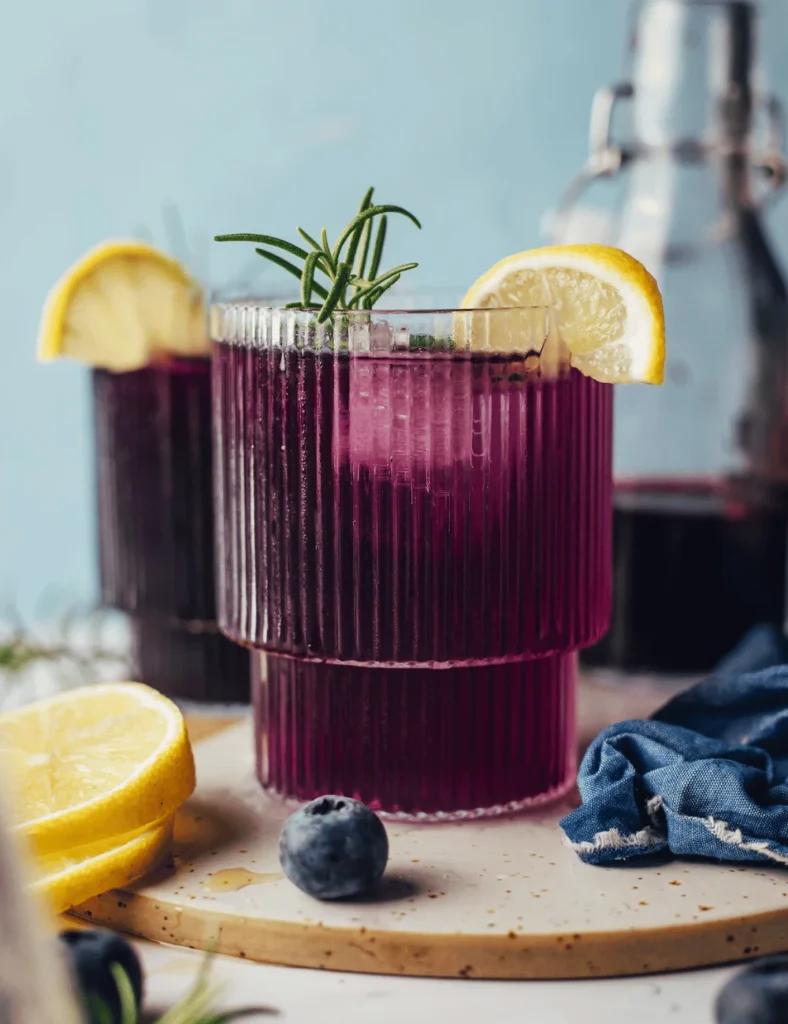 Sparkling Blueberry Ginger Mocktail. Baby shower mocktail recipes