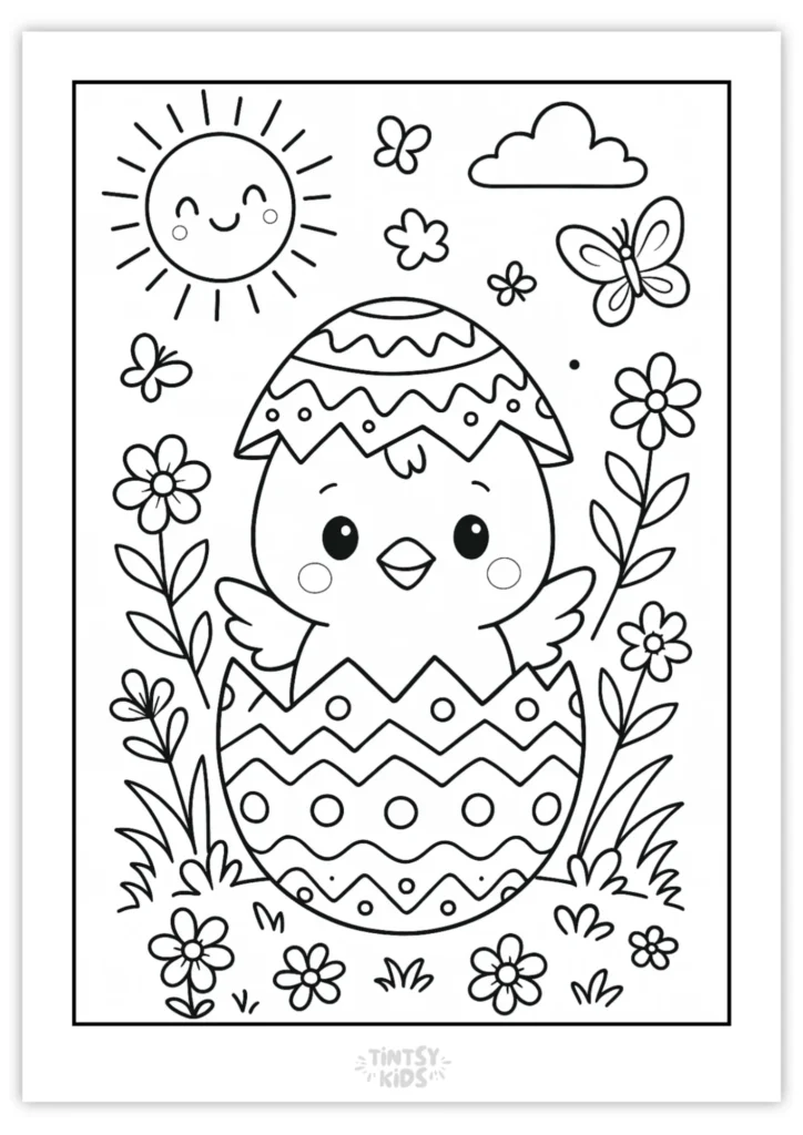 Free Chick Hatching Easter Coloring Pages
