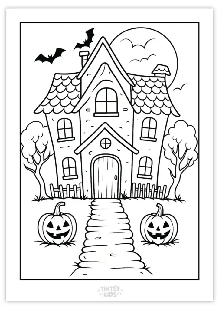 Free Scary House Coloring pages