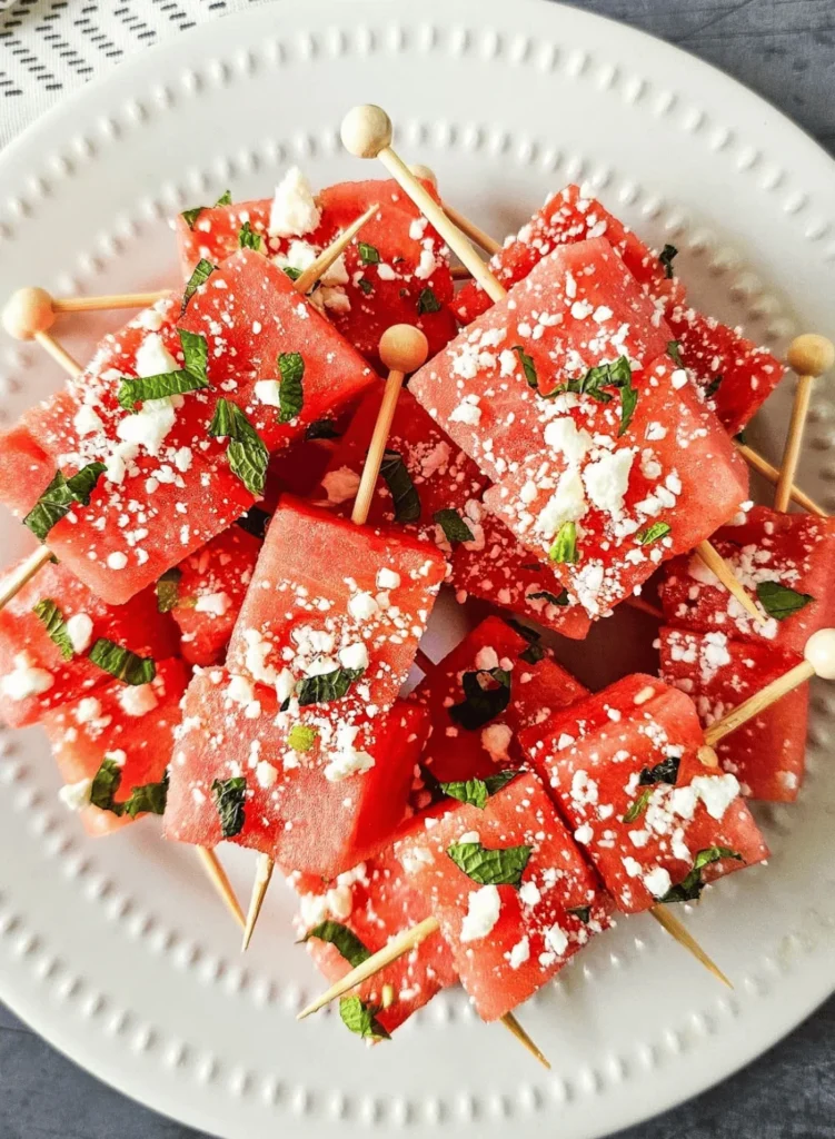 Watermelon feta skewer