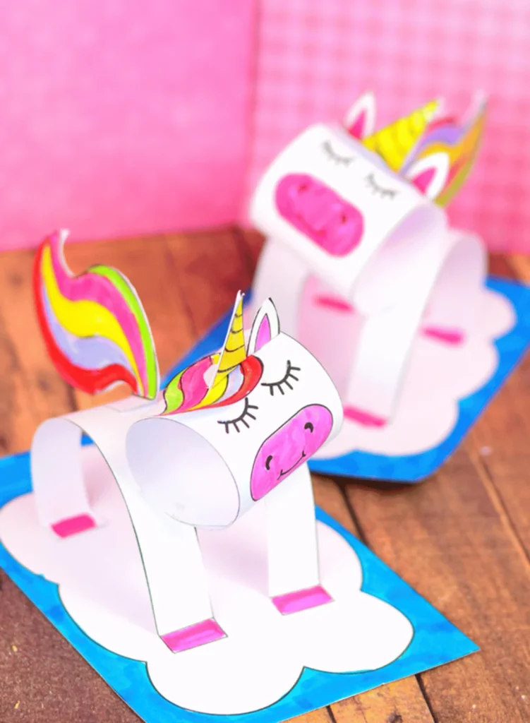 3D Construction Paper Unicorn Craft Printable Template