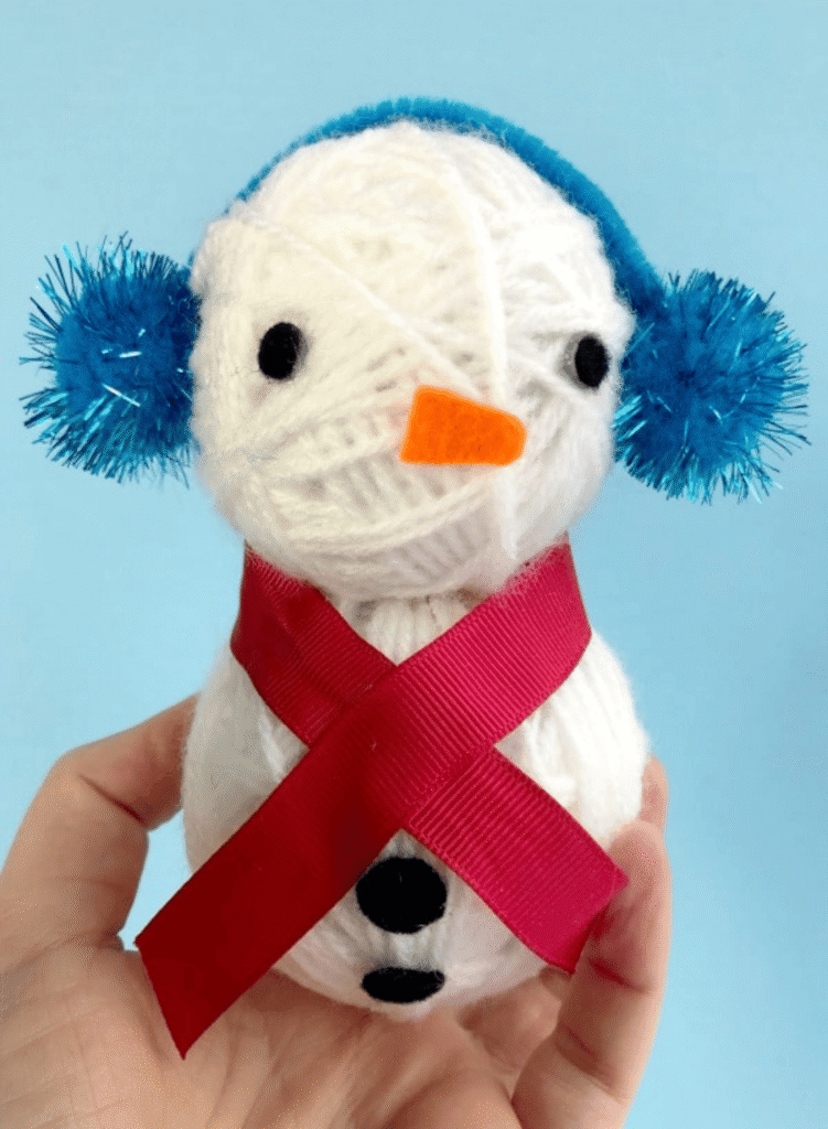 3d Yarn Wrapped Snowman Craft
