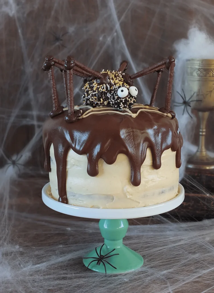 Chocolate Peanut Butter Swirl Halloween Cake