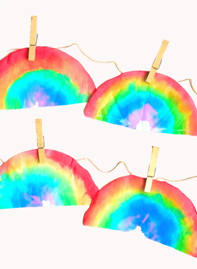 Coffee filter watercolor rainbow