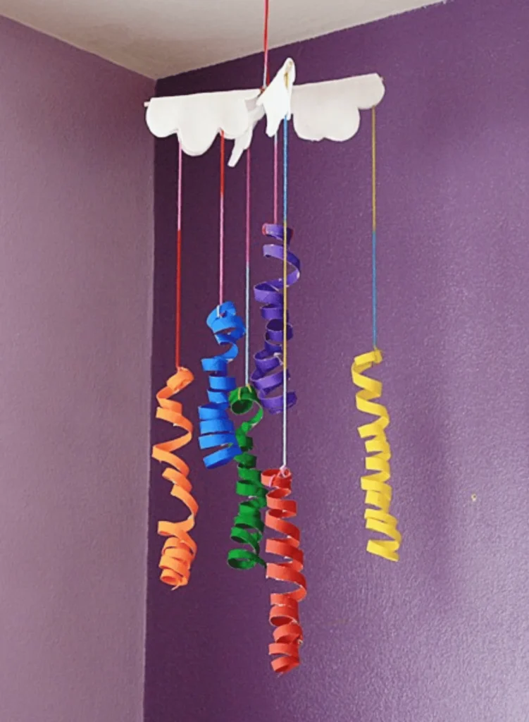 Coiled Cardboard Tube Rainbow Mobile