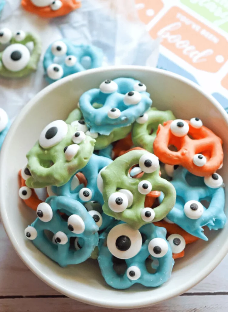 Creepy Monster Halloween Pretzels