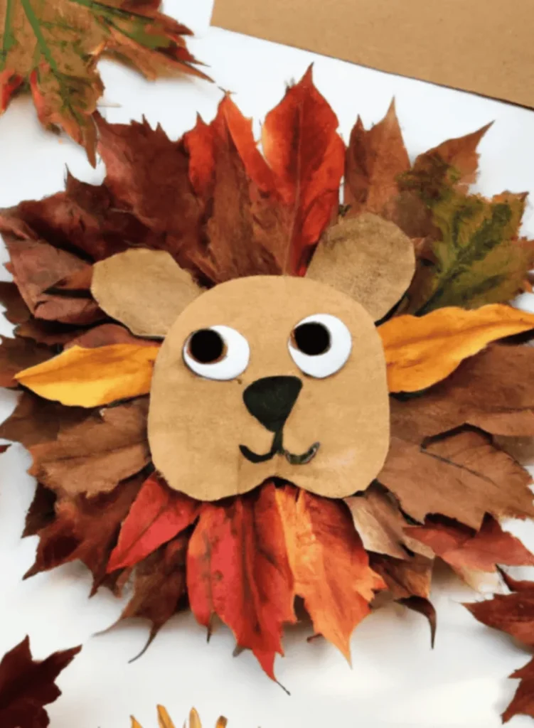 Cute Lion Leaf Craft. Thankgiving craft ideas