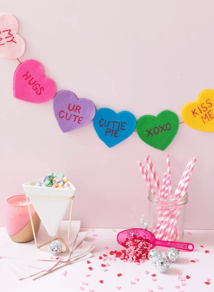 DIY Felt Conversation Heart Banner