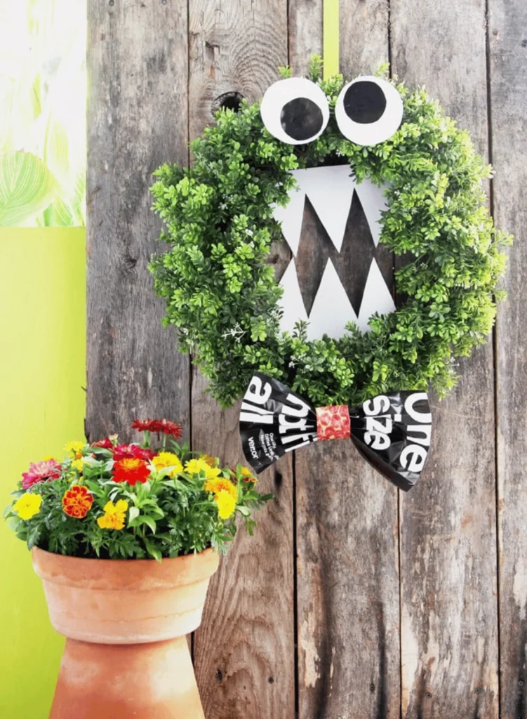 Easy DIY Monster Halloween Wreath