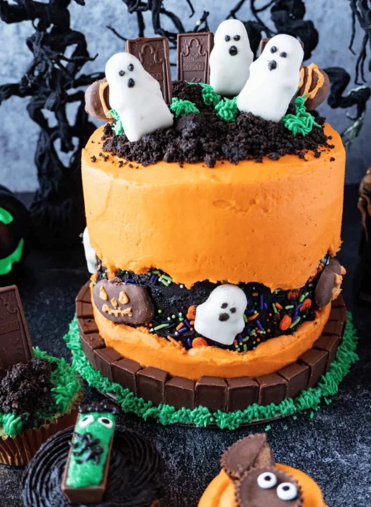 Easy Halloween Graveyard Cake
