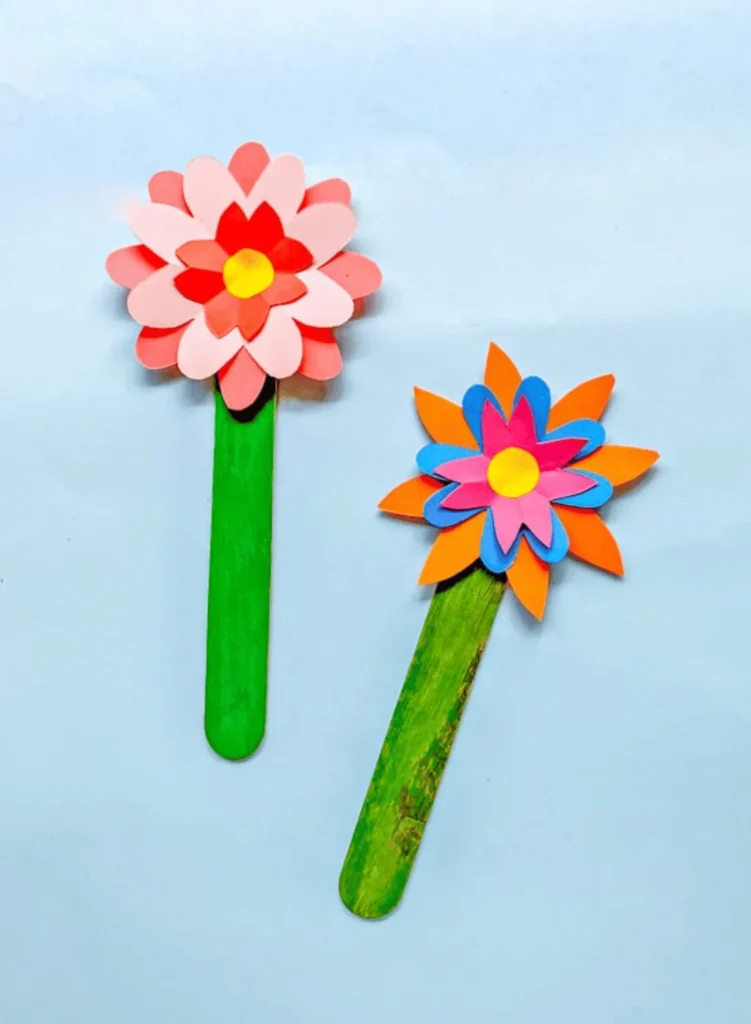 Easy Popsicle Stick Flower Bookmark