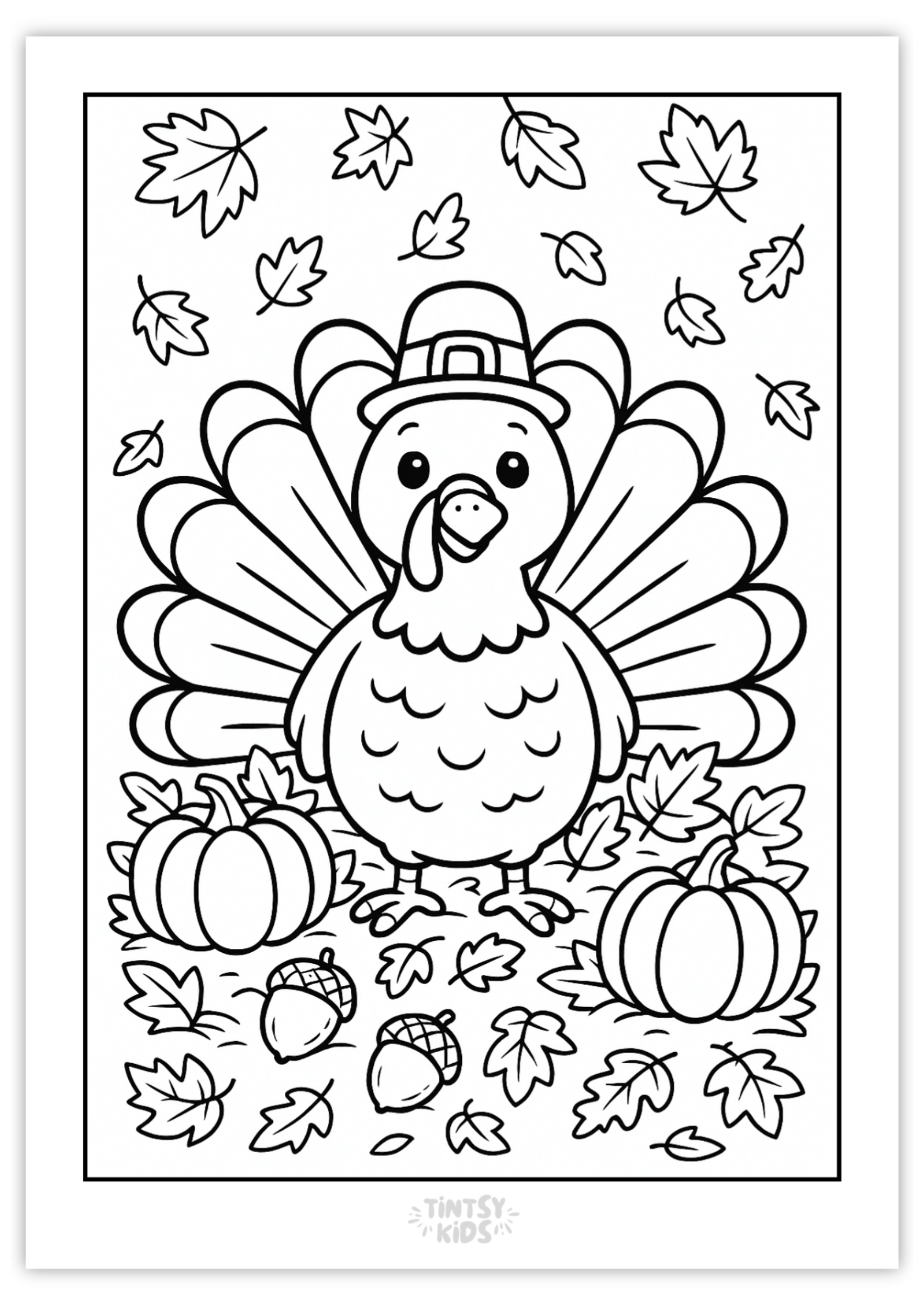 Free Happy Turkey Coloring Page