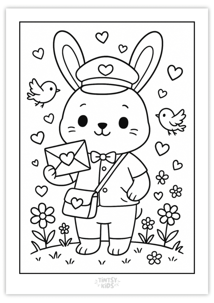Free Love Letter Delivery Bunny Coloring Page
