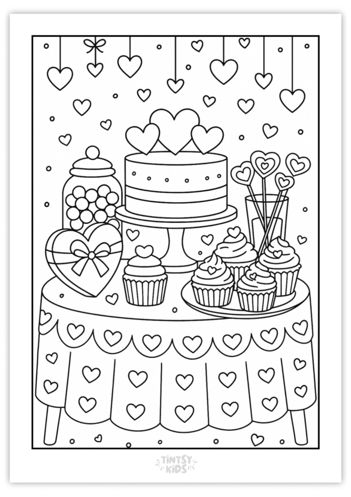 Free Sweet Treats Table Coloring Page