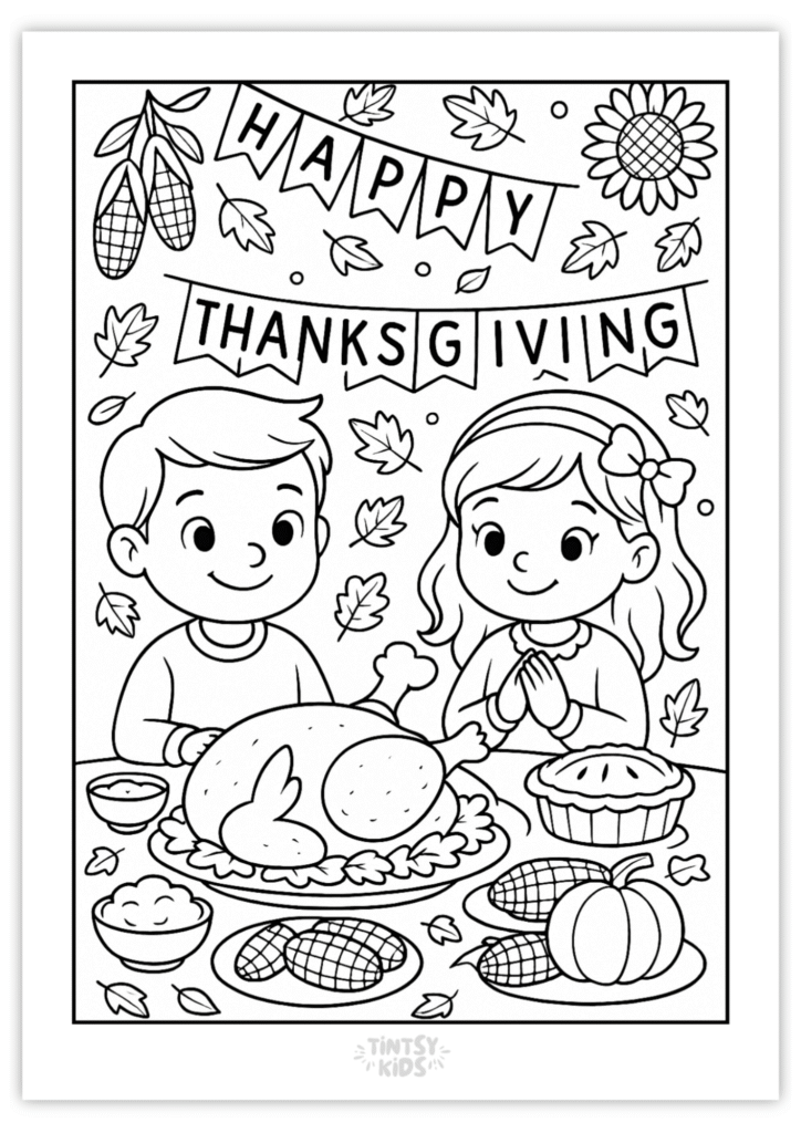 Free Thanksgiving Dinner Coloring Page