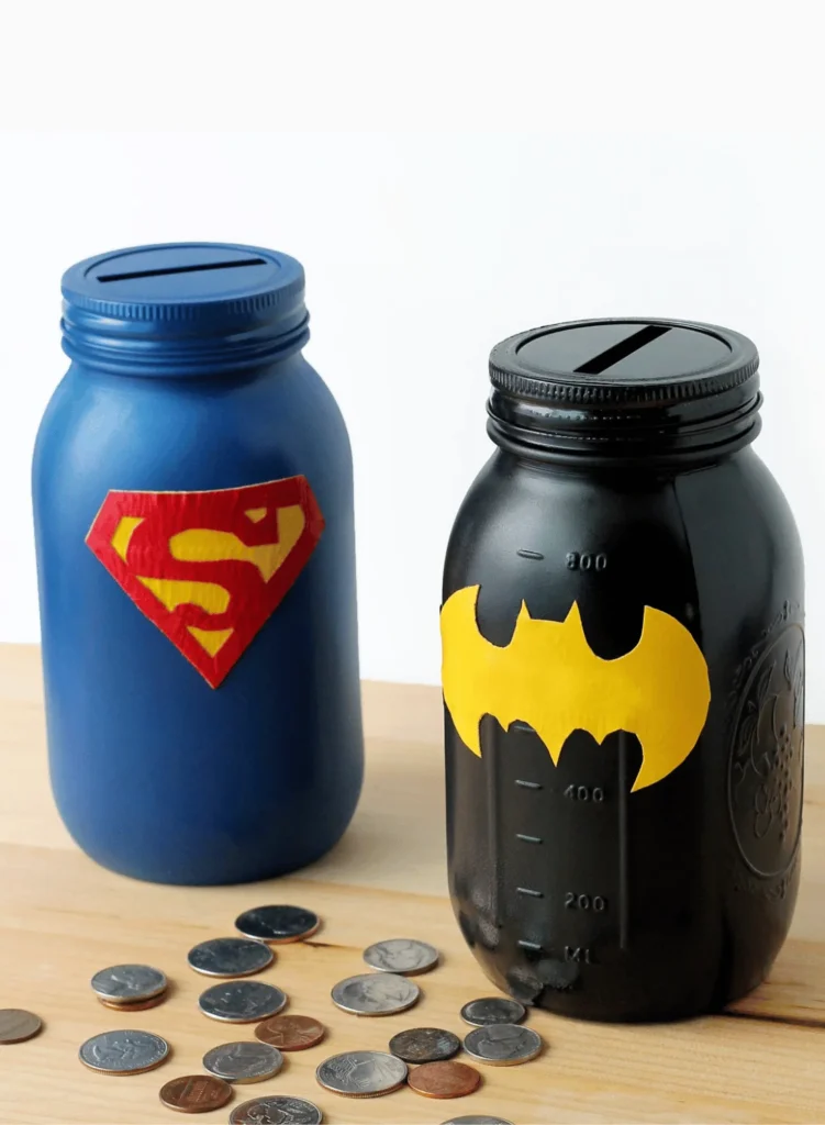 Mason Jar Superhero Banks