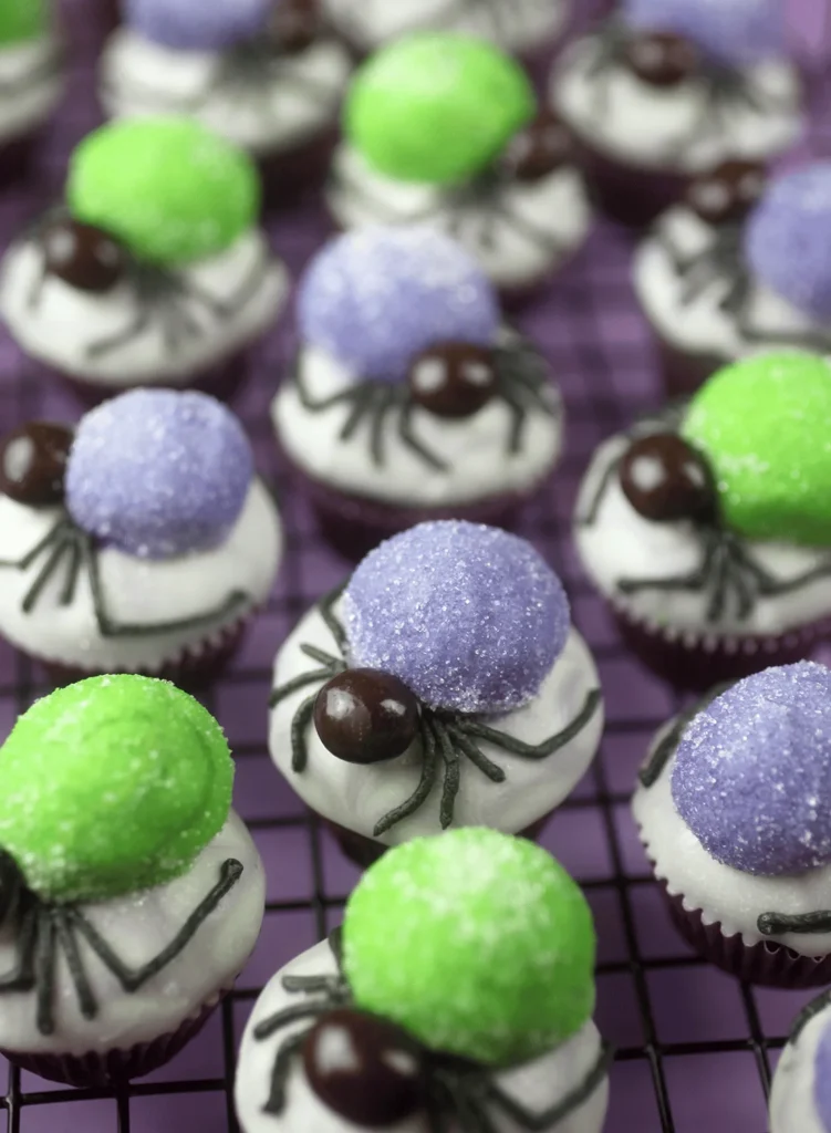 Mini spider cupcakes