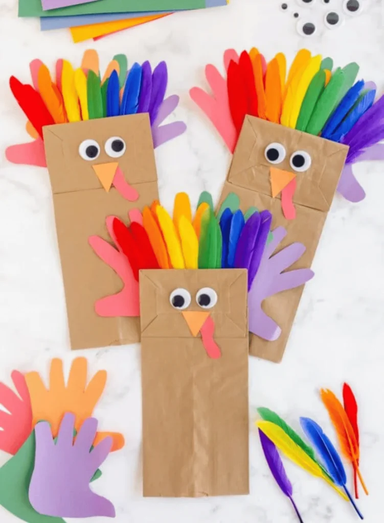 Paper bag turkey craft. Thanksgiving craft ideas
