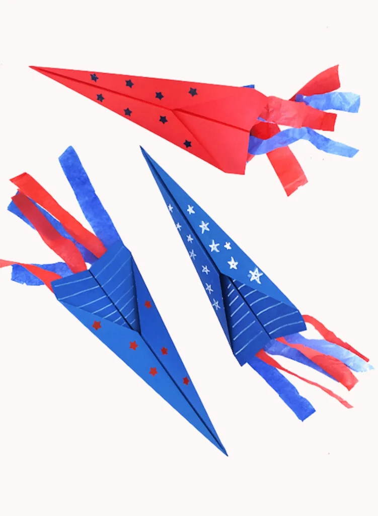 Patriotic Streamer Paper Airplanes
